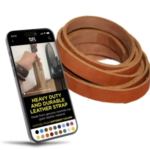 TOFL Genuine Top-Grain Leather Strap | 72 Inches Long | 1/2 Inch Wide | 1/8 Inch Thick (7-8 oz) | 1 Leather Strip for DIY Arts & Craft Projects, Clothing, Jewelry, Wrapping | Tan