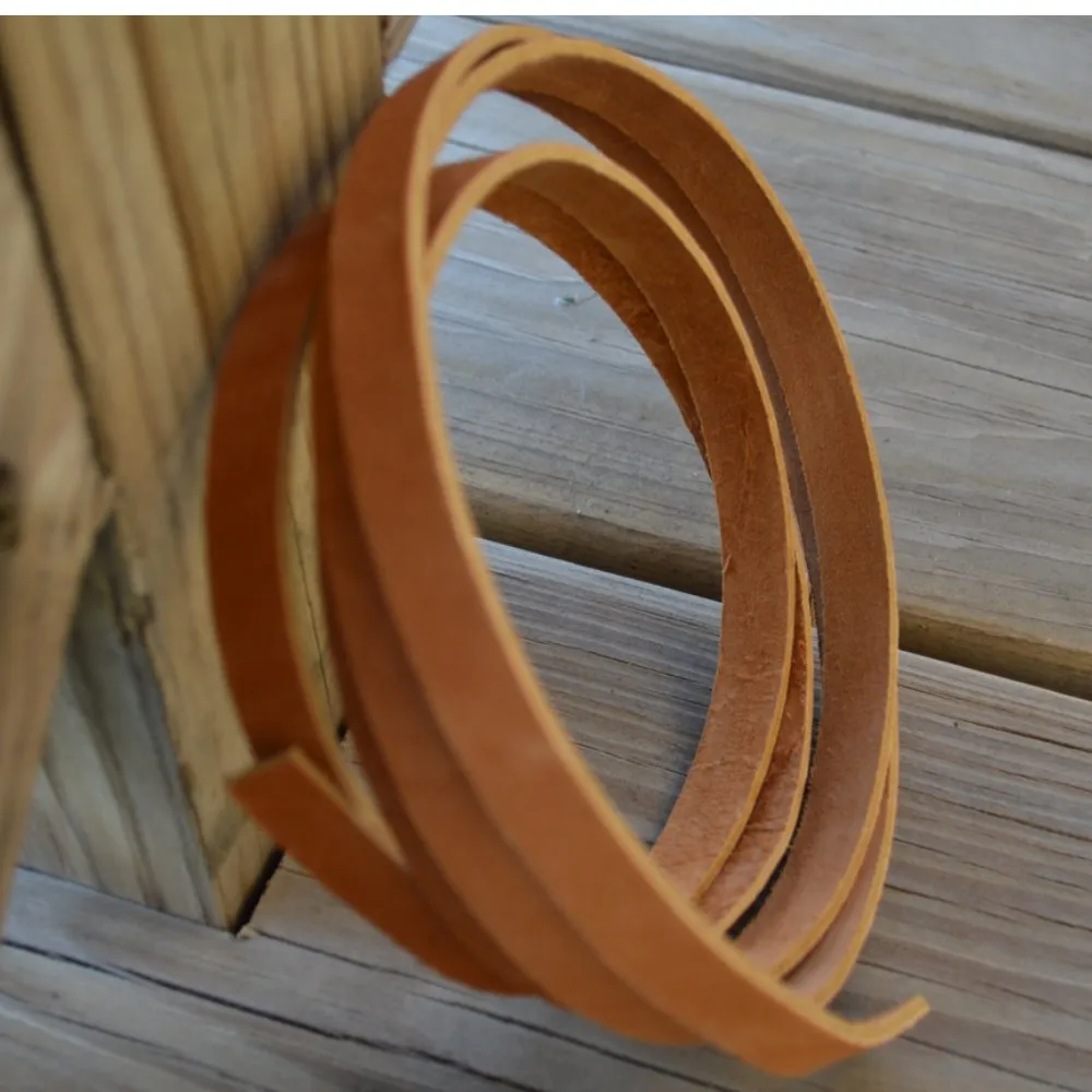 TOFL Genuine Top-Grain Leather Strap | 72 Inches Long | 1/2 Inch Wide | 1/8 Inch Thick (7-8 oz) | 1 Leather Strip for DIY Arts & Craft Projects, Clothing, Jewelry, Wrapping | Tan