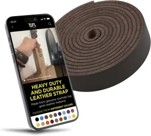 TOFL Genuine Top-Grain Leather Strap | 72 Inches Long | 3/4 Inch Wide | 1/8 Inch Thick (7-8 oz) | 1 Leather Strip for DIY Arts & Craft Projects, Clothing, Jewelry, Wrapping | Dark Brown