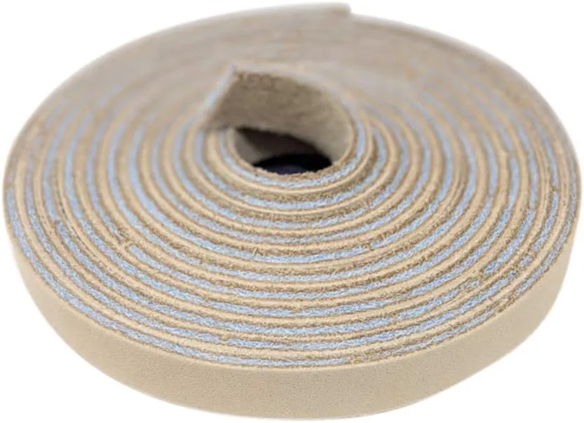 TOFL Genuine Top-Grain Leather Strap | 72 Inches Long | 3/8 Inch Wide | 1/8 Inch Thick (7-8 oz) | 1 Leather Strip for DIY Arts & Craft Projects, Clothing, Jewelry, Wrapping | Beige