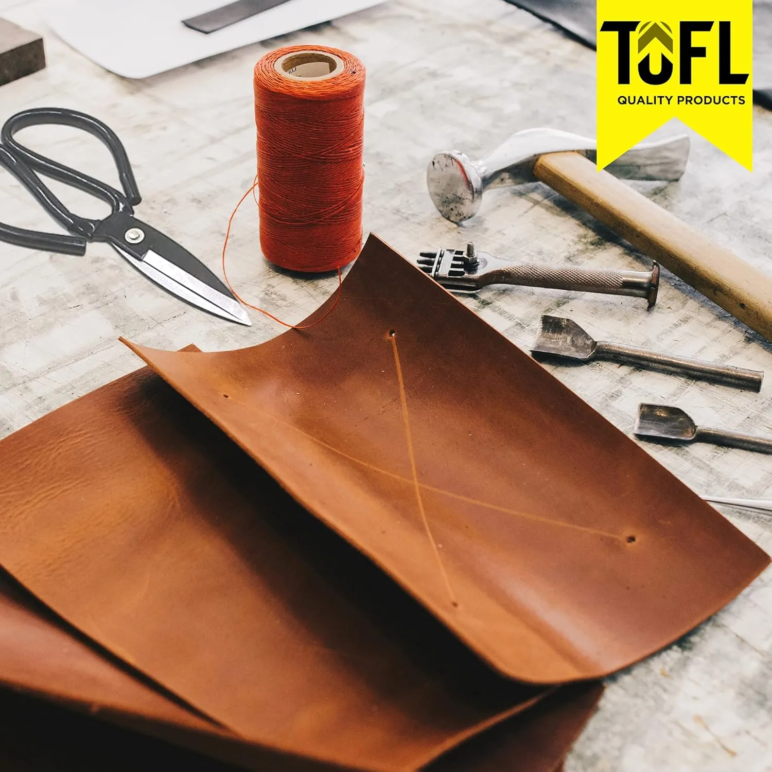TOFL Genuine Top-Grain Leather Strap | 72 Inches Long | 3/8 Inch Wide | 1/8 Inch Thick (7-8 oz) | 1 Leather Strip for DIY Arts & Craft Projects, Clothing, Jewelry, Wrapping | Beige