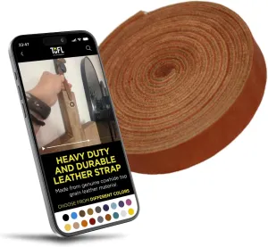 TOFL Genuine Top-Grain Leather Strap | 72 Inches Long | 5/8 Inch Wide | 1/16 Inch Thick (4-5 oz) | 1 Leather Strip for DIY Arts & Craft Projects, Clothing, Jewelry, Wrapping | Tan