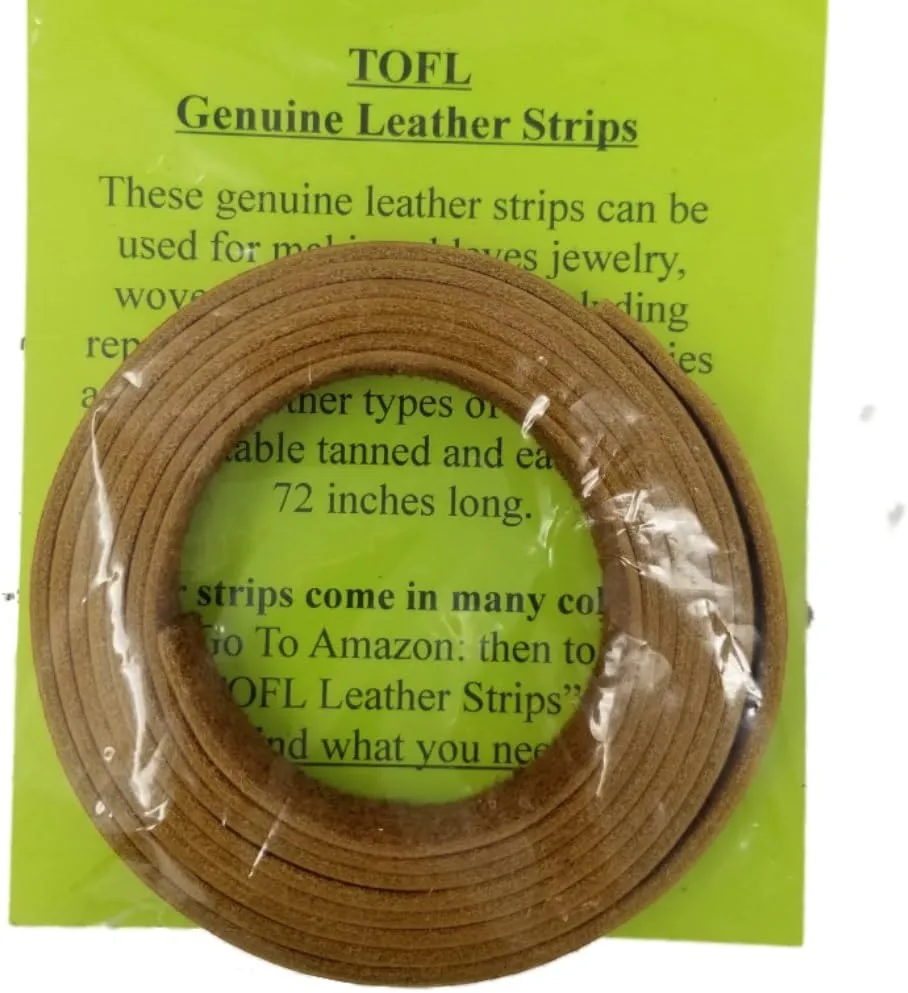 TOFL Genuine Top-Grain Leather Strap | 72 Inches Long | 5/8 Inch Wide | 1/16 Inch Thick (4-5 oz) | 1 Leather Strip for DIY Arts & Craft Projects, Clothing, Jewelry, Wrapping | Tan