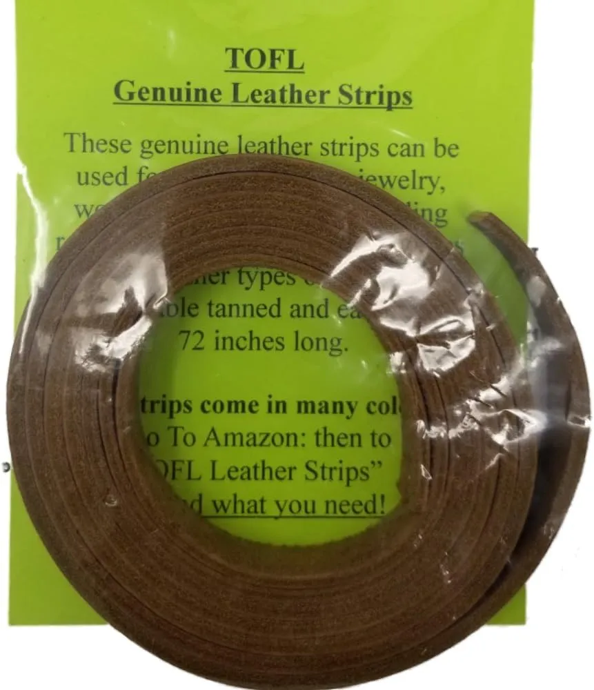 TOFL Genuine Top-Grain Leather Strap | 72 Inches Long | 5/8 Inch Wide | 1/8 Inch Thick (7-8 oz) | 1 Leather Strip for DIY Arts & Craft Projects, Clothing, Jewelry, Wrapping | Brown