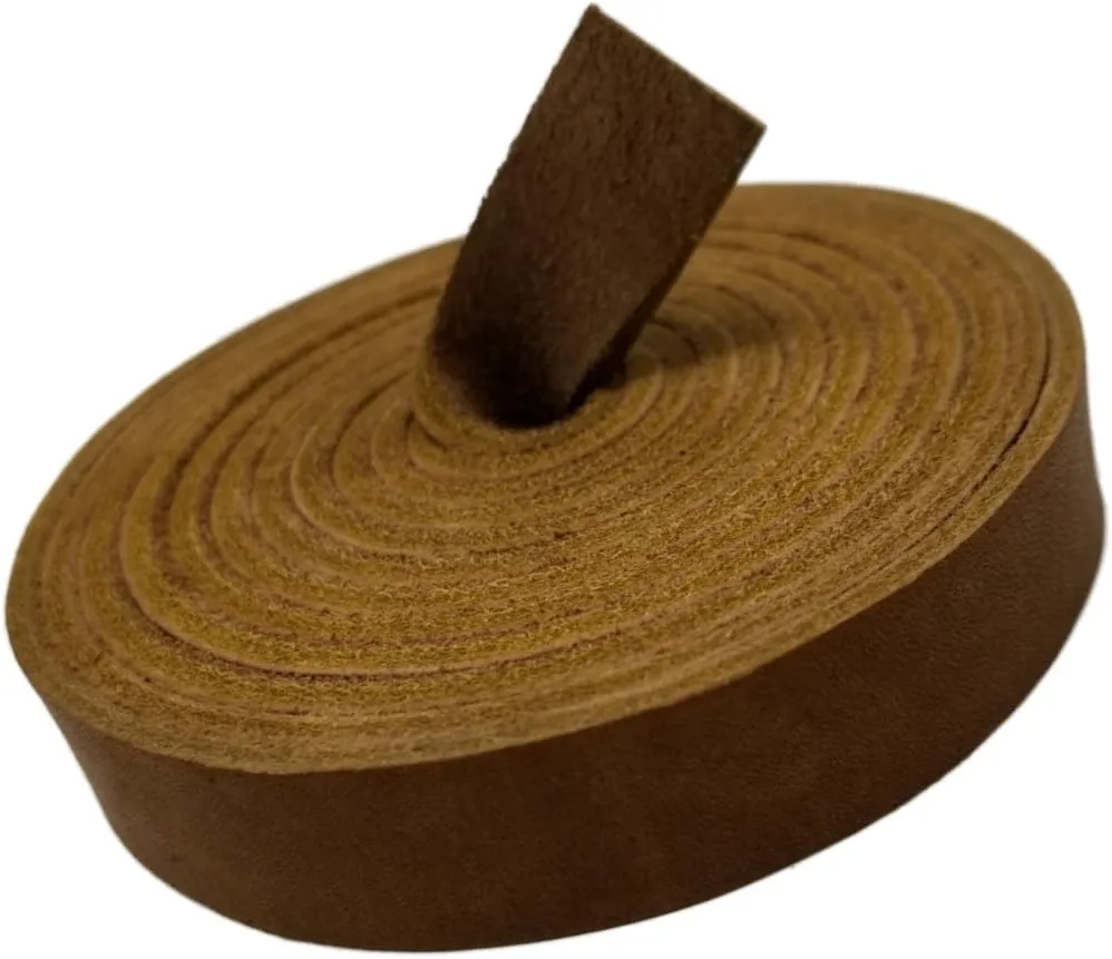 TOFL Genuine Top-Grain Leather Strap | 72 Inches Long | 5/8 Inch Wide | 1/8 Inch Thick (7-8 oz) | 1 Leather Strip for DIY Arts & Craft Projects, Clothing, Jewelry, Wrapping | Brown