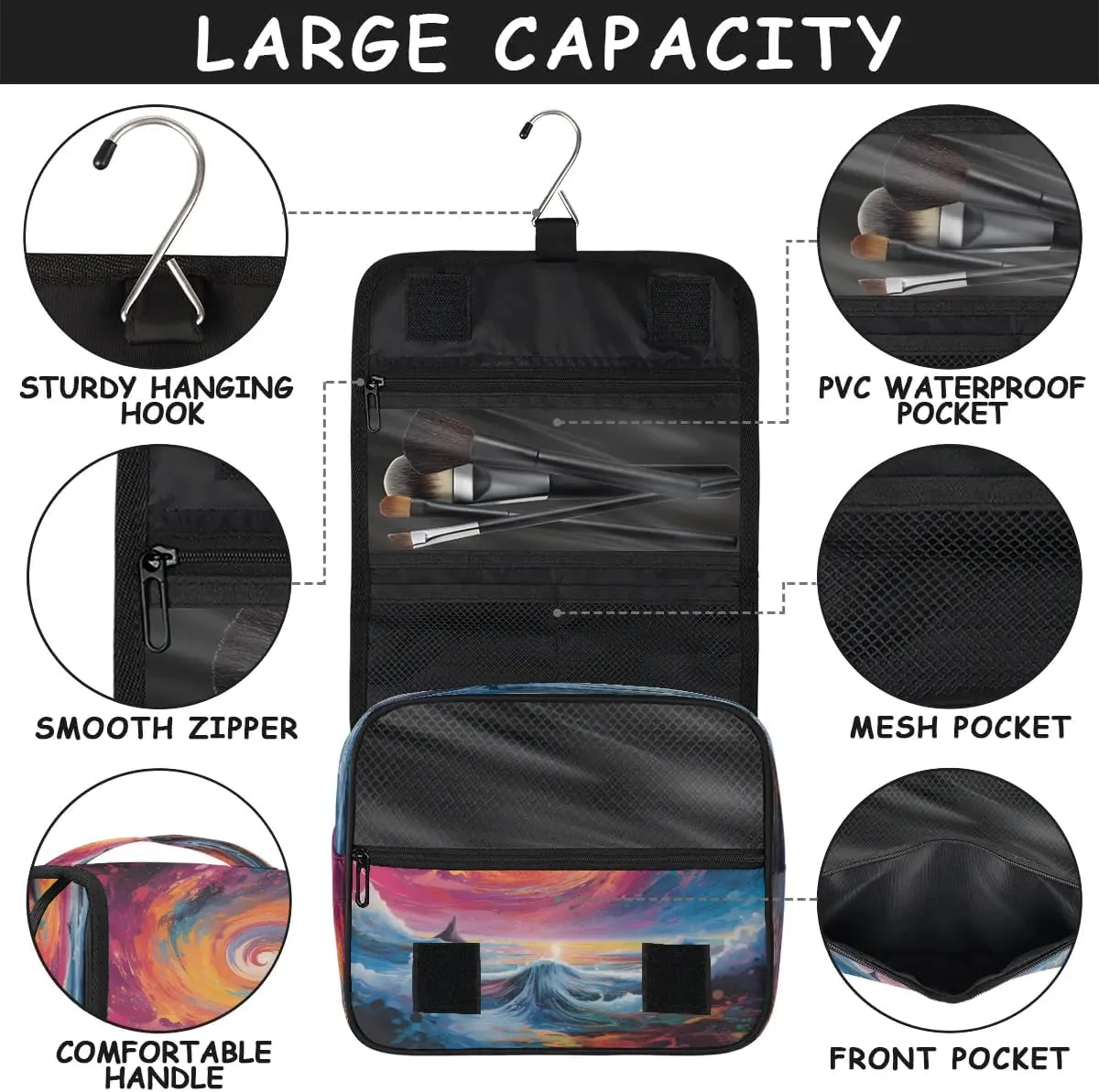 Toiletry Bag Hanging Toiletry Bag Travel Essentials Makeup Bag Travel Size Toiletries Bag Abstract Ocean Travel Essentials For Women Travel Containers For Toiletries