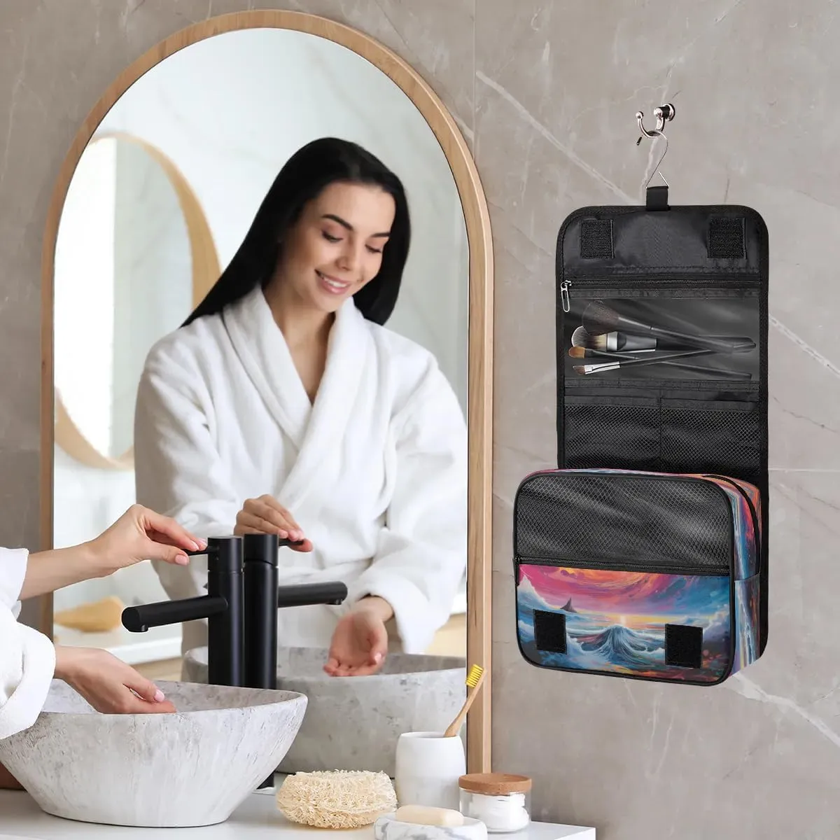 Toiletry Bag Hanging Toiletry Bag Travel Essentials Makeup Bag Travel Size Toiletries Bag Abstract Ocean Travel Essentials For Women Travel Containers For Toiletries
