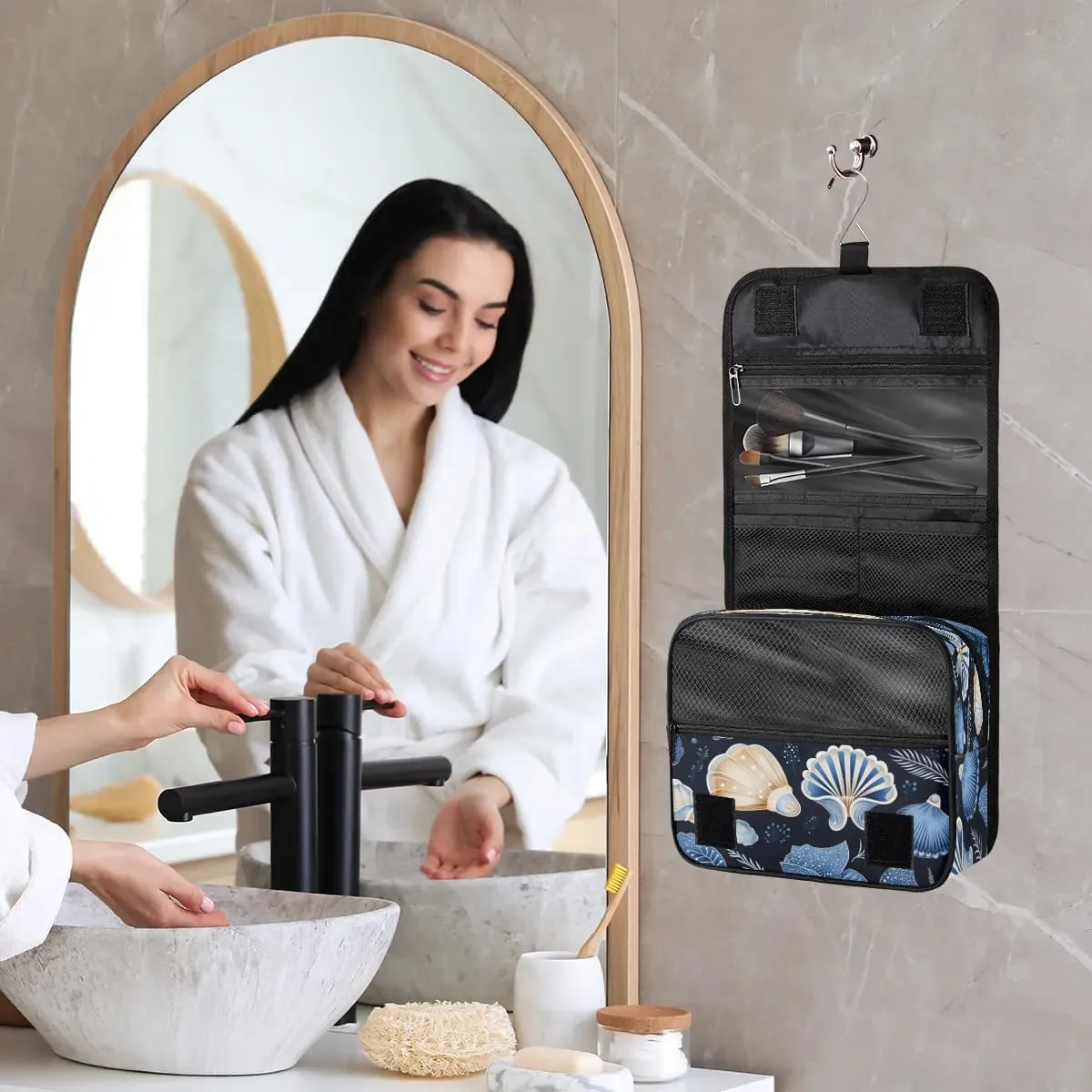 Toiletry Bag Hanging Toiletry Bag Travel Essentials Makeup Bag Travel Size Toiletries Bag Sea Shells Travel Essentials For Women Travel Containers For Toiletries