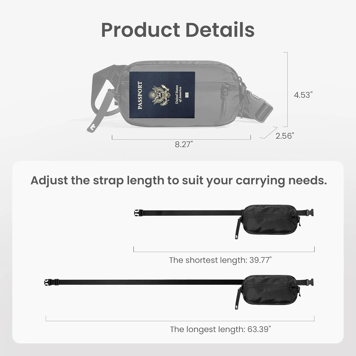tomtoc 1.5L Sling Bag with RFID Blocking, Crossbody Bag Minimalist Chest Shoulder Pack for Men and Women, Water-resistant Lightweight Casual Waist Fanny Pack for Travel, Daily Use