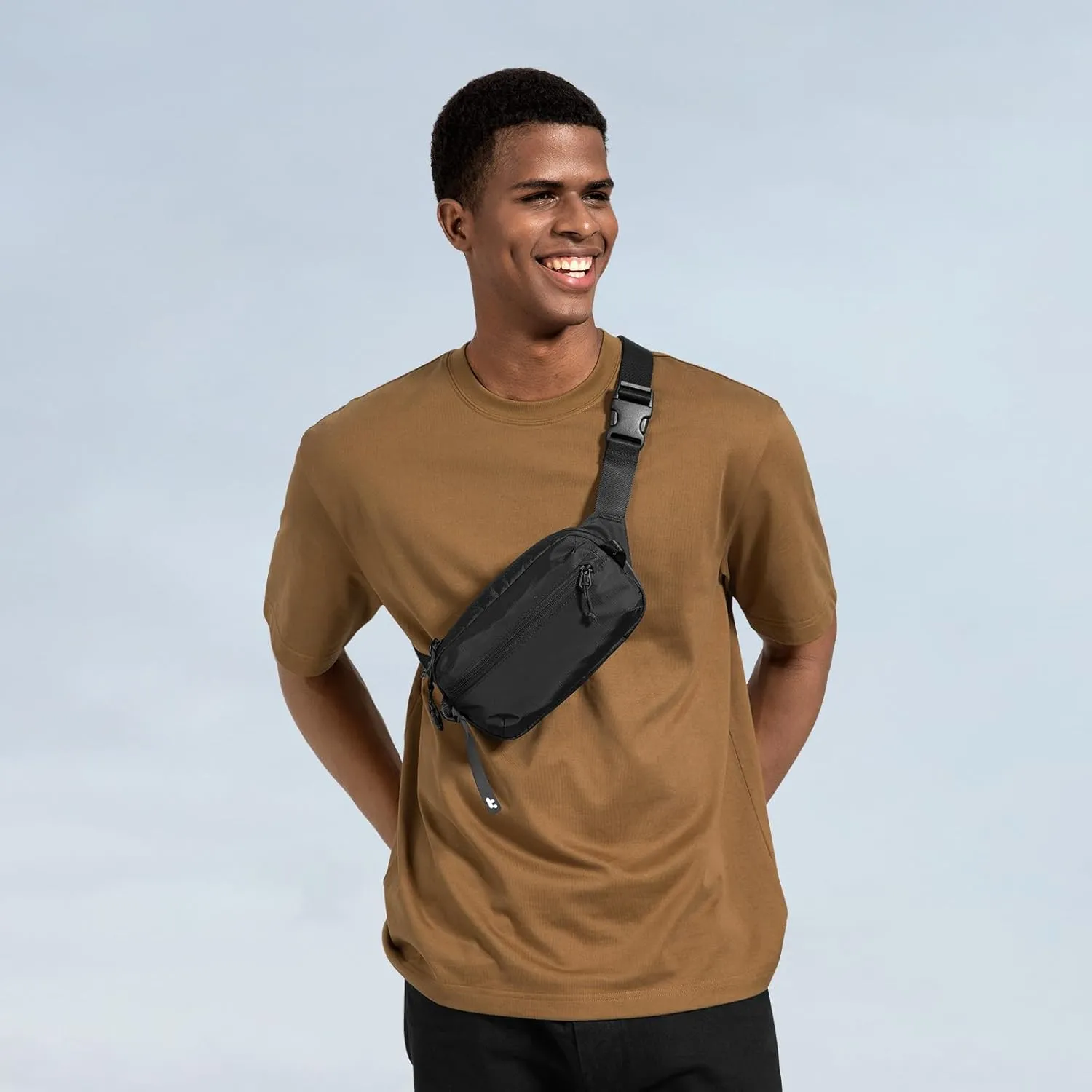 tomtoc 1.5L Sling Bag with RFID Blocking, Crossbody Bag Minimalist Chest Shoulder Pack for Men and Women, Water-resistant Lightweight Casual Waist Fanny Pack for Travel, Daily Use