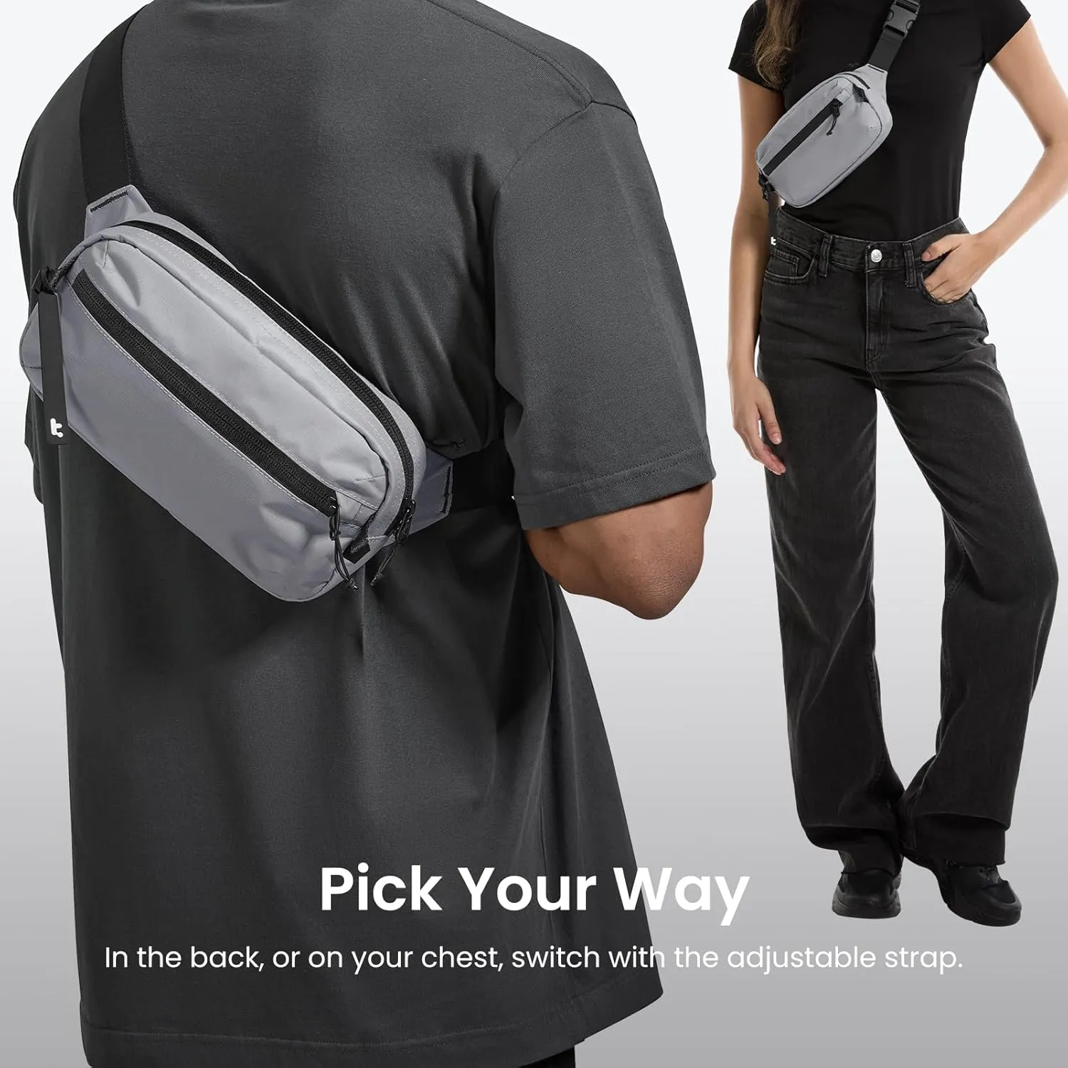 tomtoc 3.5L Sling Bag with RFID Blocking, Crossbody Bag Chest Shoulder Pack for Men and Women, Water-resistant Lightweight Casual Waist Fanny Pack for Travel/Daily Use, for Nintendo Switch 2