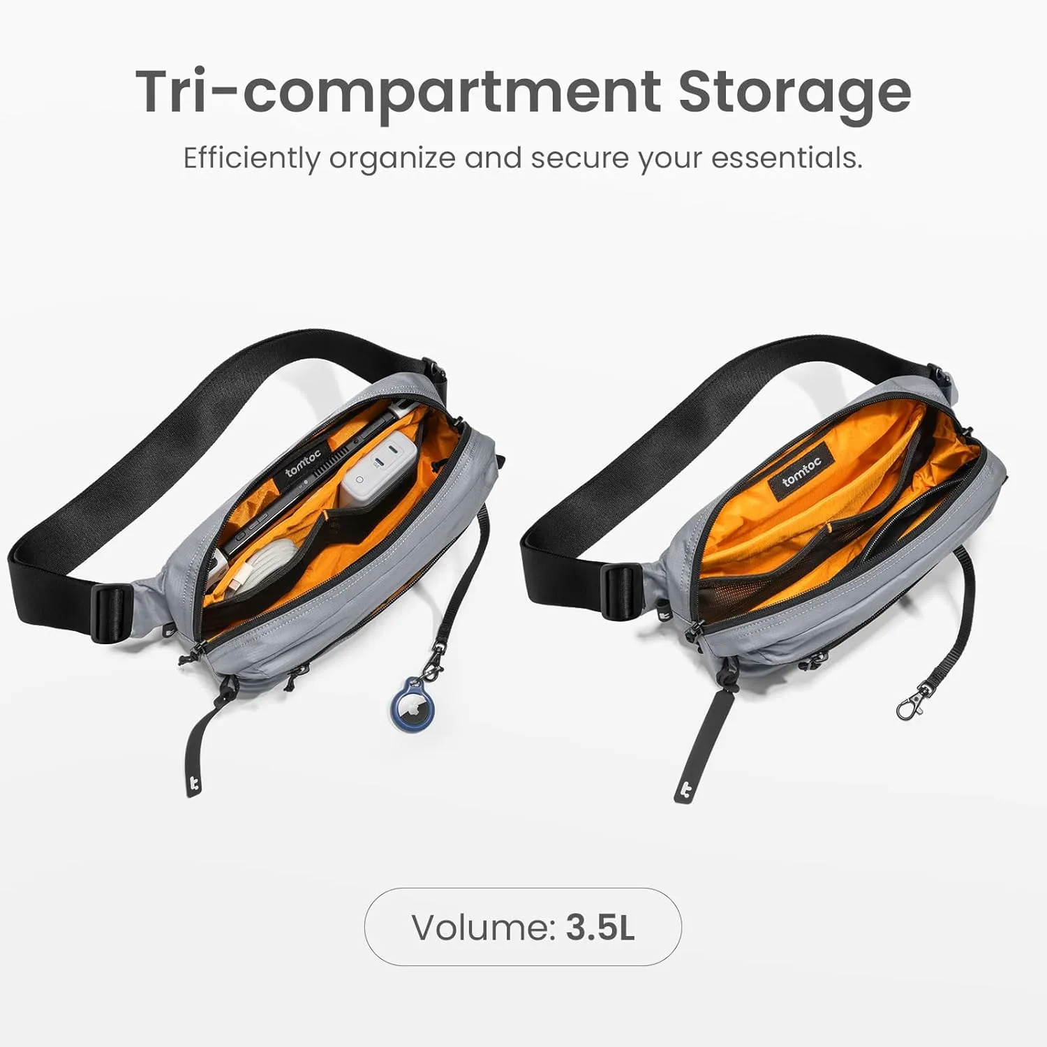 tomtoc 3.5L Sling Bag with RFID Blocking, Crossbody Bag Chest Shoulder Pack for Men and Women, Water-resistant Lightweight Casual Waist Fanny Pack for Travel/Daily Use, for Nintendo Switch 2
