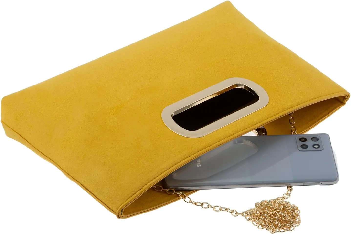Top Handle Faux Suede Clutch