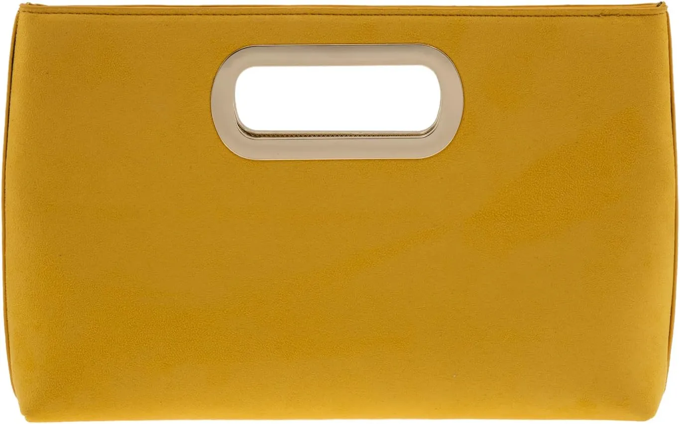 Top Handle Faux Suede Clutch