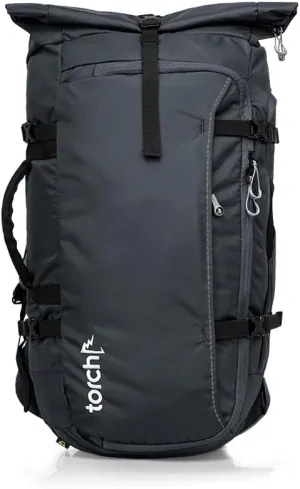 torch Mens Hiking Backpack 45L - Expandable Carry On Laptop Flight Approved Roll Top Backpack with Rain Cover for Travel, Work, and Outdoor - Fujisawa (Grey)