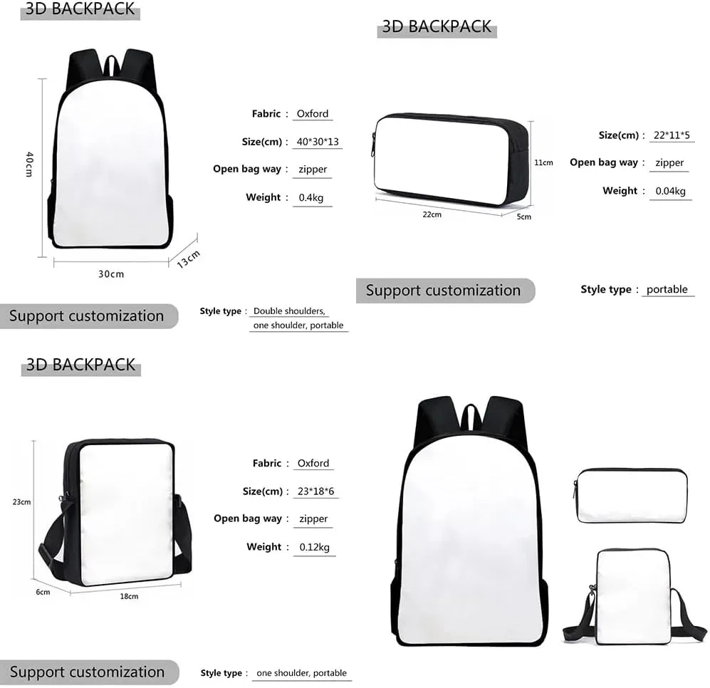 Total Drama Backpack Three-piece Sets Casual Oxford Cloth Travel Bag Unisex TV Series Shoulder Bags (KA08005,One size)