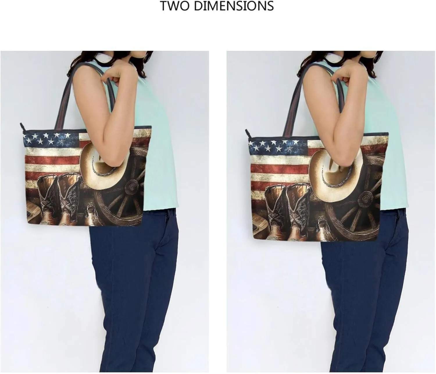Tote Bag Cowboy Hat Boost Wheel for Women Durable Designer Handbag with Zipper for Daily Use L
