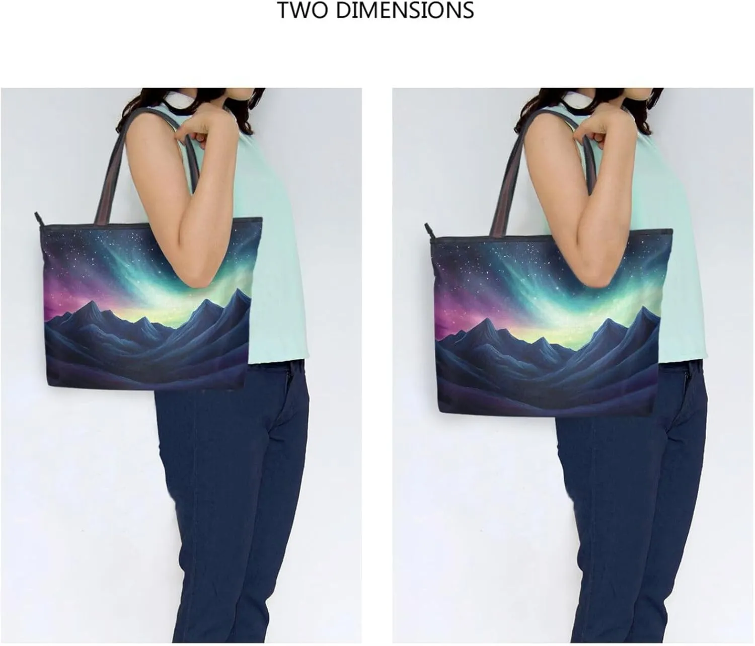 Tote Bag for Women Mountain Aurora Durable Designer Handbag with Zipper for Daily Use Travel L