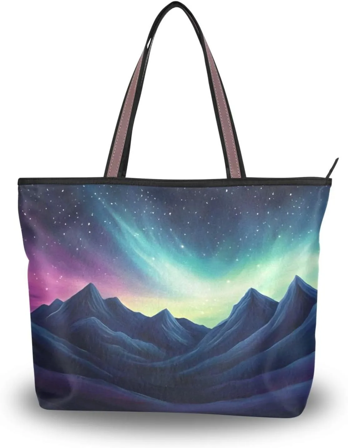 Tote Bag for Women Mountain Aurora Durable Designer Handbag with Zipper for Daily Use Travel L
