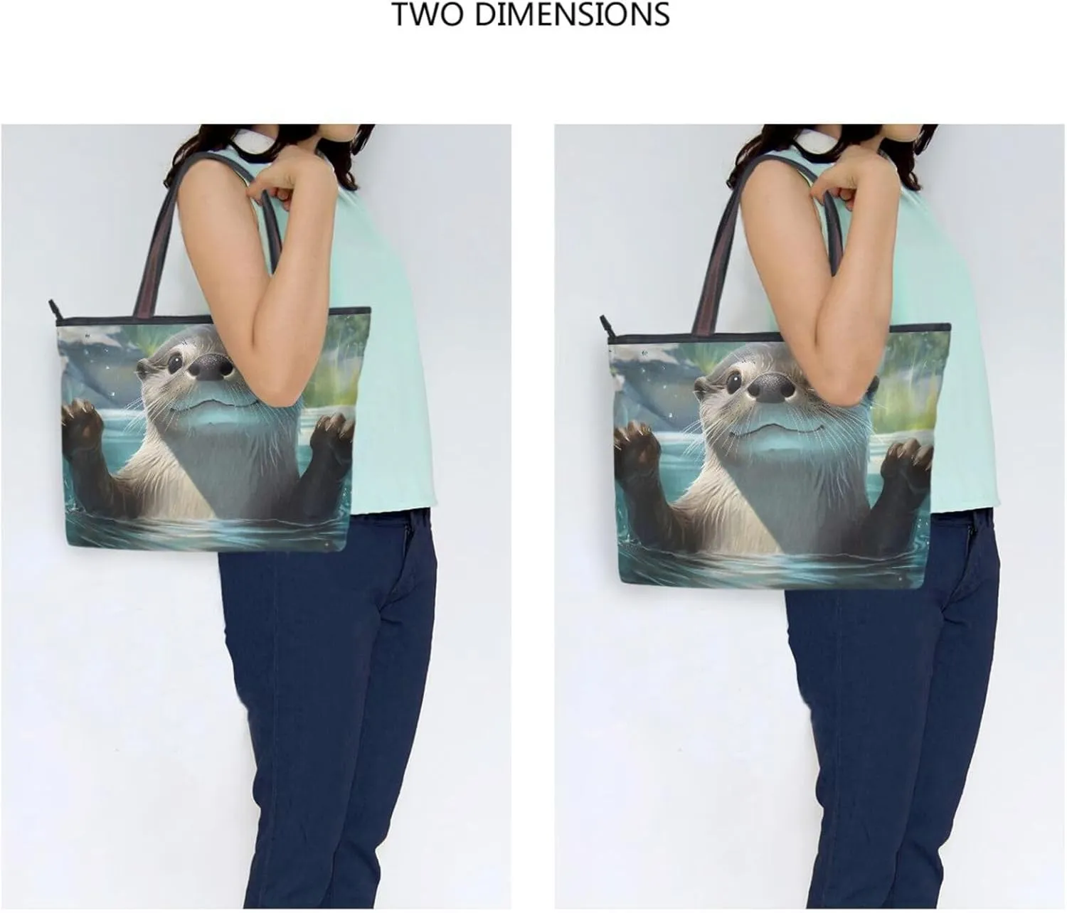 Tote Bag for Women Otter Hand Up Cute Durable Designer Handbag with Zipper for Daily Use Travel L
