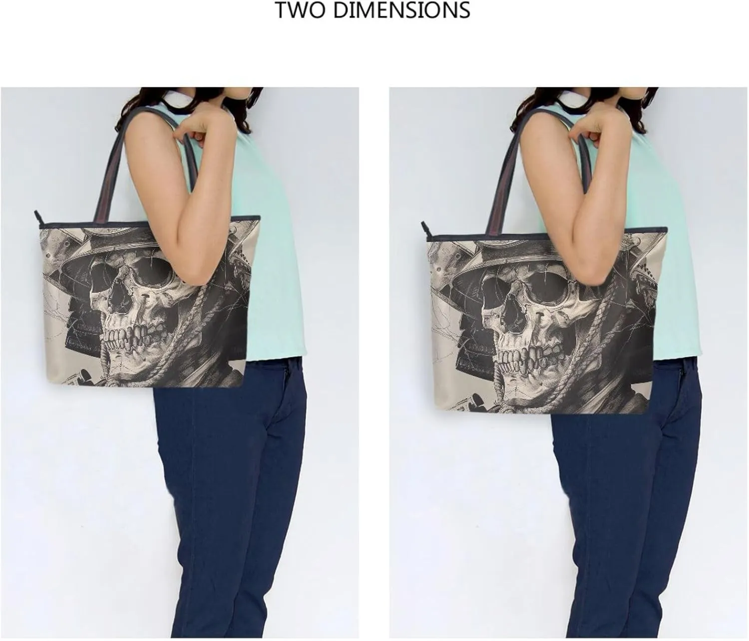 Tote Bag for Women Samurai Skeleton Warrior Durable Designer Handbag with Zipper for Daily Use Travel L