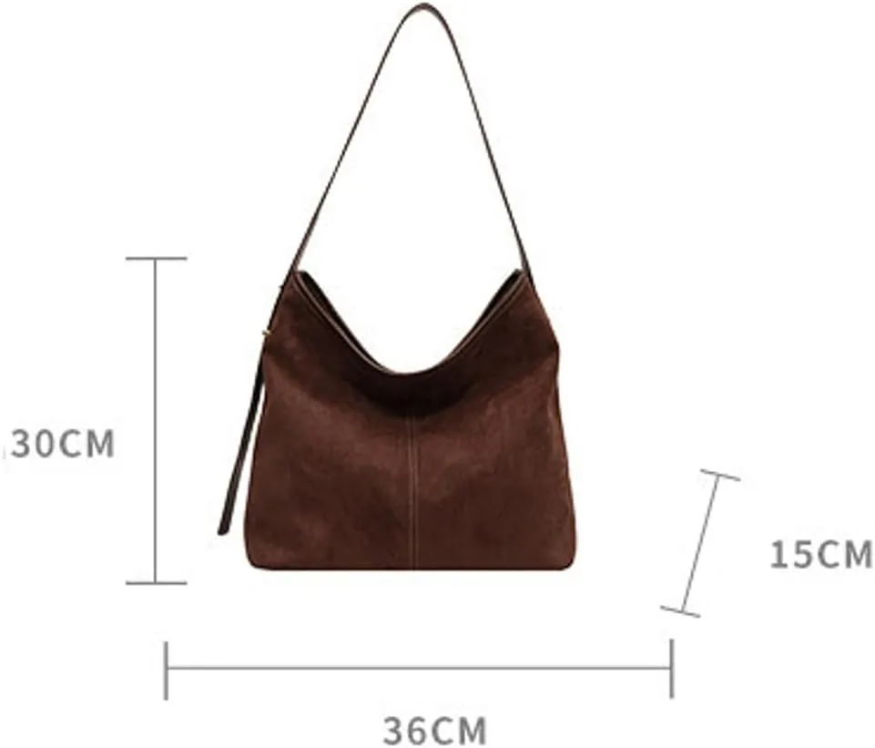 Tote Bag for Women Suede Classic Top-handle Shoulder Bags Slouchy Hobo Crossbody Bag Retro College Work Purse Handbag