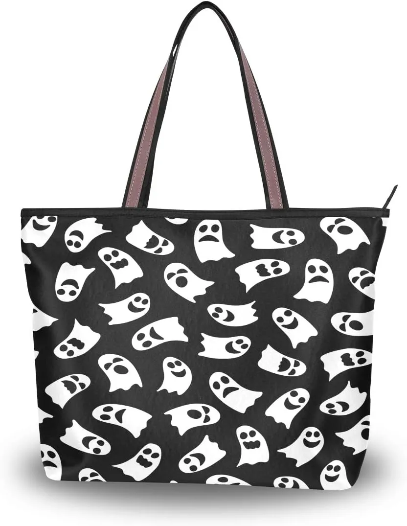 Tote Bag for Women with Zipper and Pockets,Polyester Tote Bag Pattern Tote Purse Women Handbag
