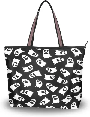 Tote Bag for Women with Zipper and Pockets,Polyester Tote Bag Pattern Tote Purse Women Handbag