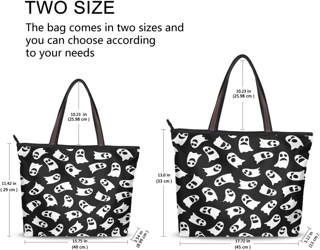Tote Bag for Women with Zipper and Pockets,Polyester Tote Bag Pattern Tote Purse Women Handbag