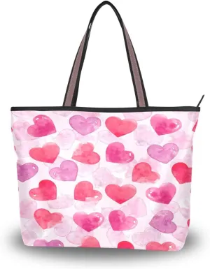 Tote Bag for Women with Zipper and Pockets,Polyester Tote Bag Pattern Tote Purse Women Handbag