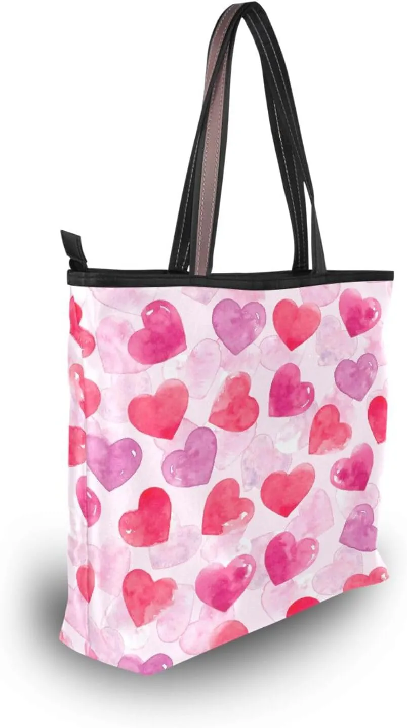 Tote Bag for Women with Zipper and Pockets,Polyester Tote Bag Pattern Tote Purse Women Handbag