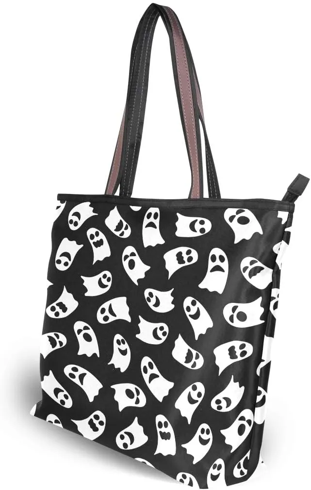 Tote Bag for Women with Zipper and Pockets,Polyester Tote Bag Pattern Tote Purse Women Handbag