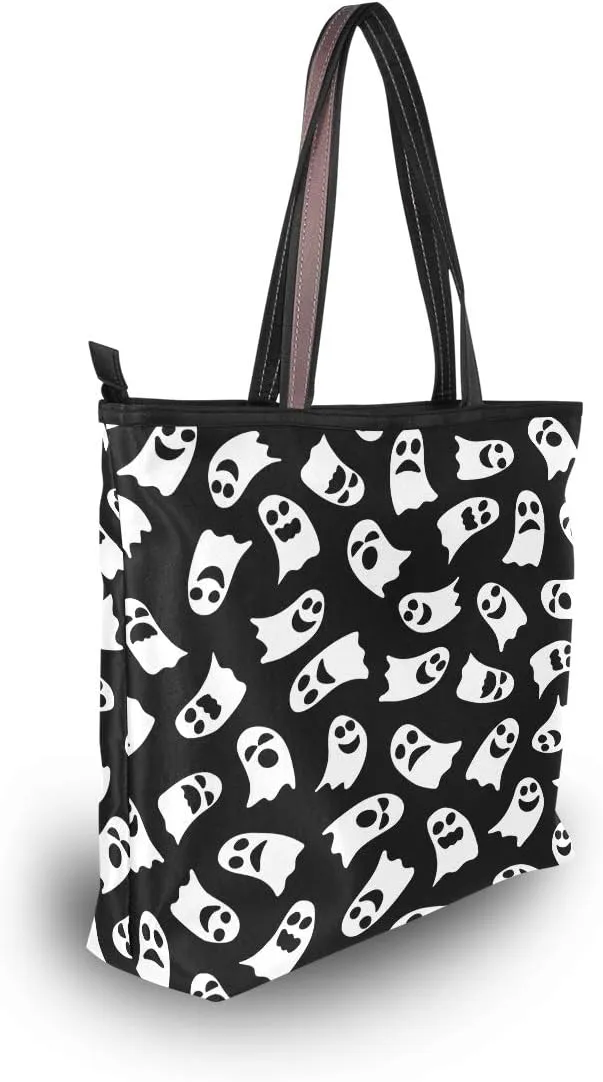 Tote Bag for Women with Zipper and Pockets,Polyester Tote Bag Pattern Tote Purse Women Handbag