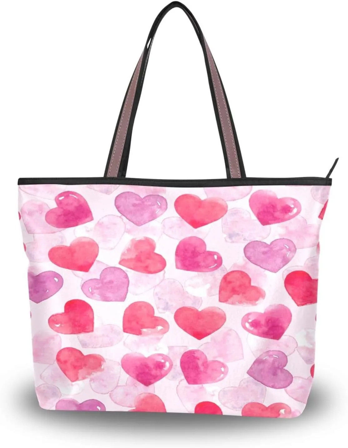 Tote Bag for Women with Zipper and Pockets,Polyester Tote Bag Pattern Tote Purse Women Handbag