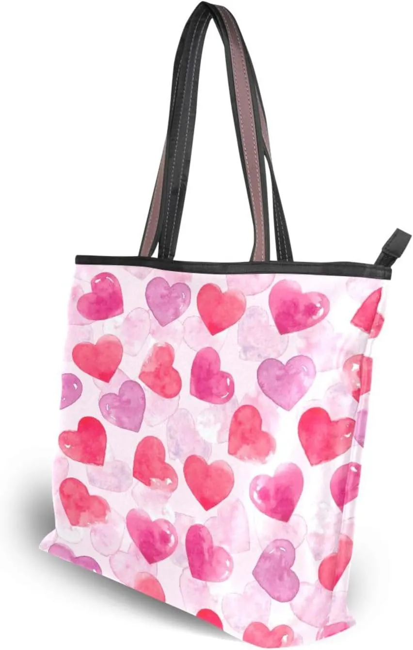 Tote Bag for Women with Zipper and Pockets,Polyester Tote Bag Pattern Tote Purse Women Handbag