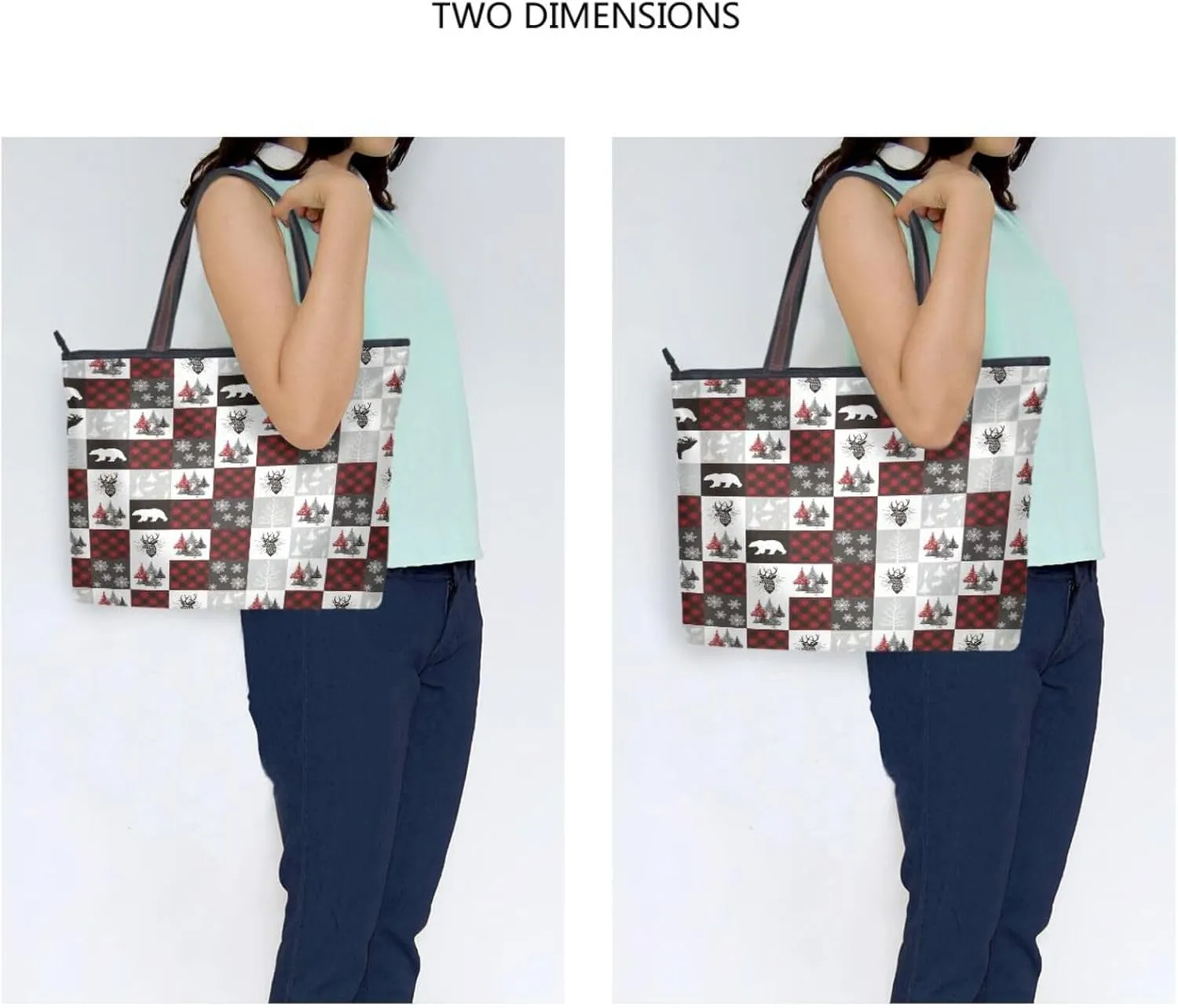 Tote Bag for Women with Zipper,Polyester Tote Purse Holiday Tote Bag Work Handbag Women Gift