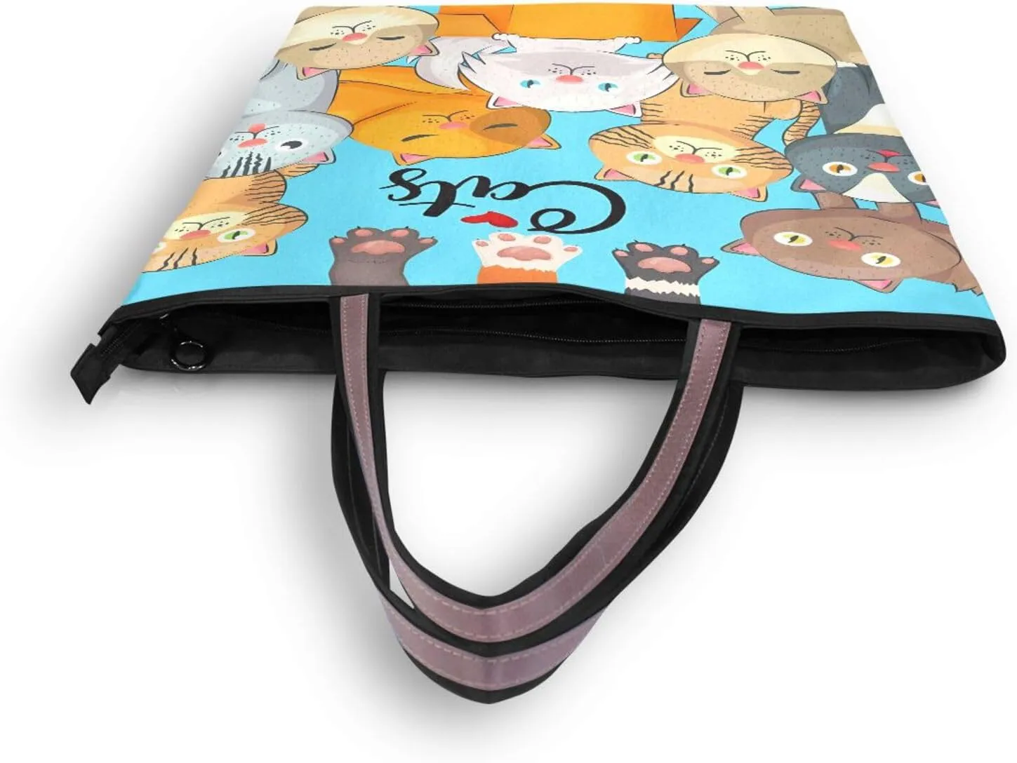 Tote Bag for Women with Zipper,Polyester Tote Purse Holiday Tote Bag Work Handbag Women Gift