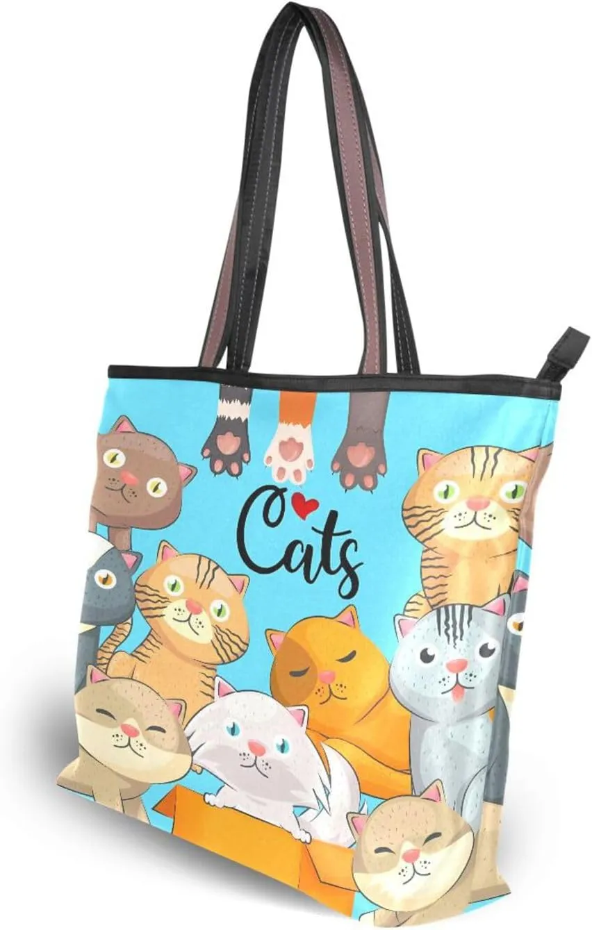 Tote Bag for Women with Zipper,Polyester Tote Purse Holiday Tote Bag Work Handbag Women Gift