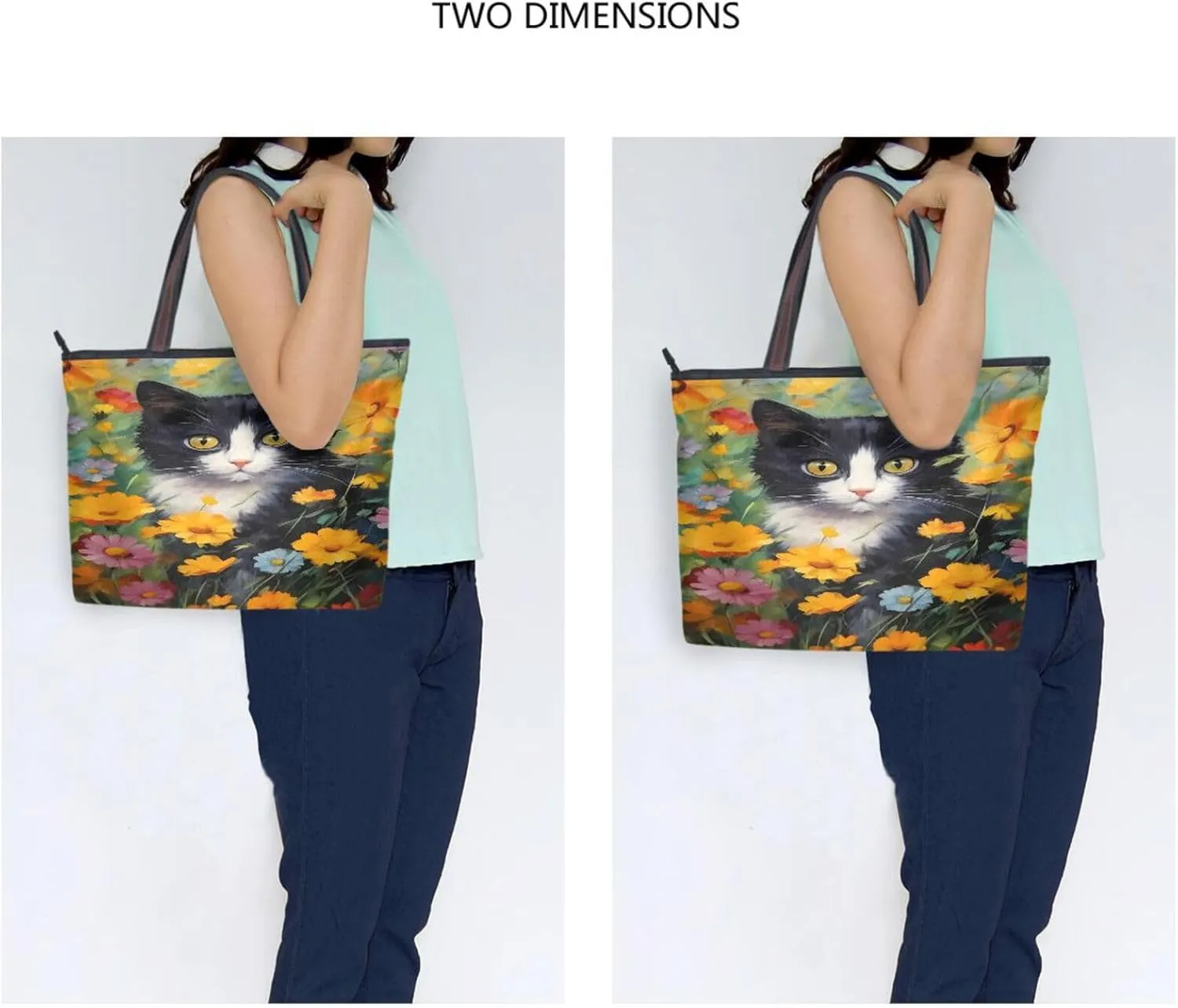 Tote Bag for Women with Zipper,Polyester Tote Purse Holiday Tote Bag Work Handbag Women Gift