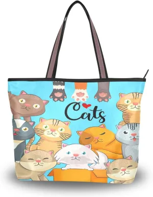 Tote Bag for Women with Zipper,Polyester Tote Purse Holiday Tote Bag Work Handbag Women Gift