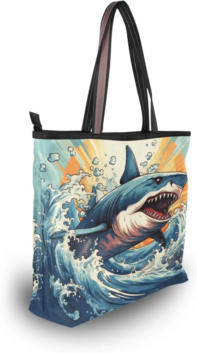Tote Bag for Women with Zipper,Polyester Tote Purse Holiday Tote Bag Work Handbag Women Gift