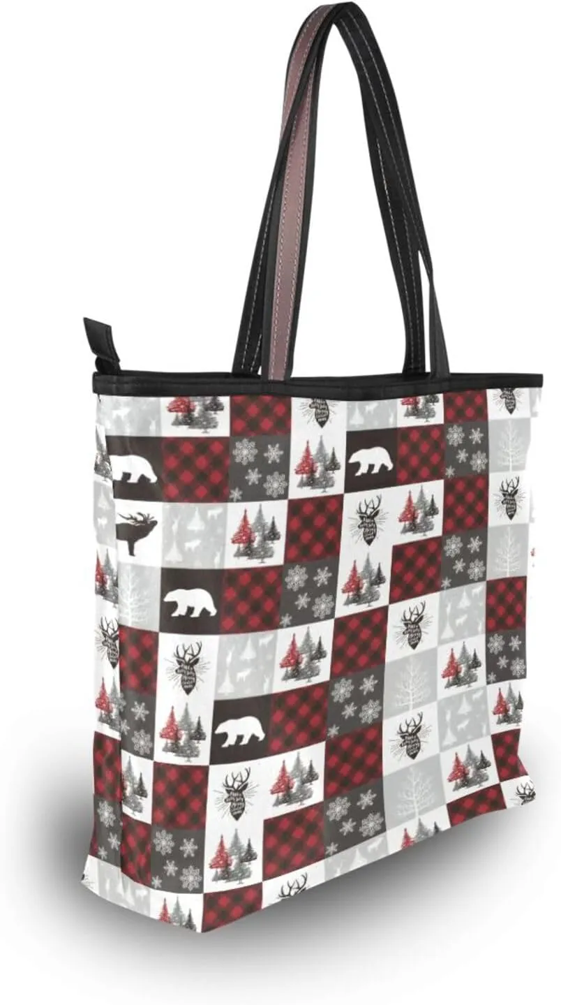 Tote Bag for Women with Zipper,Polyester Tote Purse Holiday Tote Bag Work Handbag Women Gift