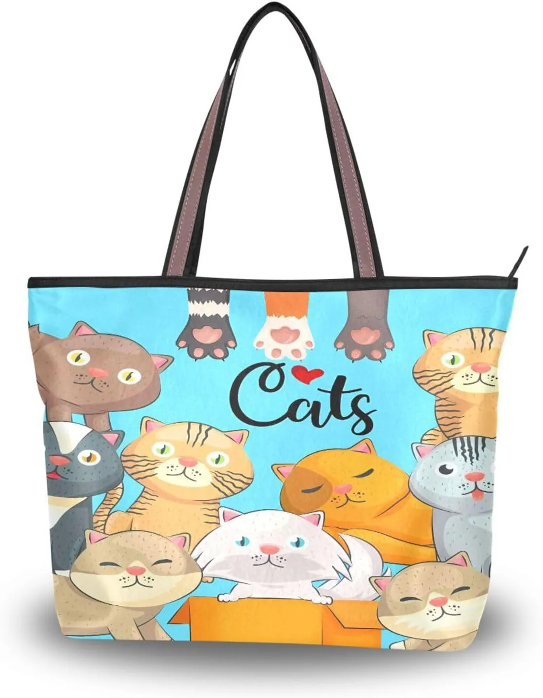 Tote Bag for Women with Zipper,Polyester Tote Purse Holiday Tote Bag Work Handbag Women Gift