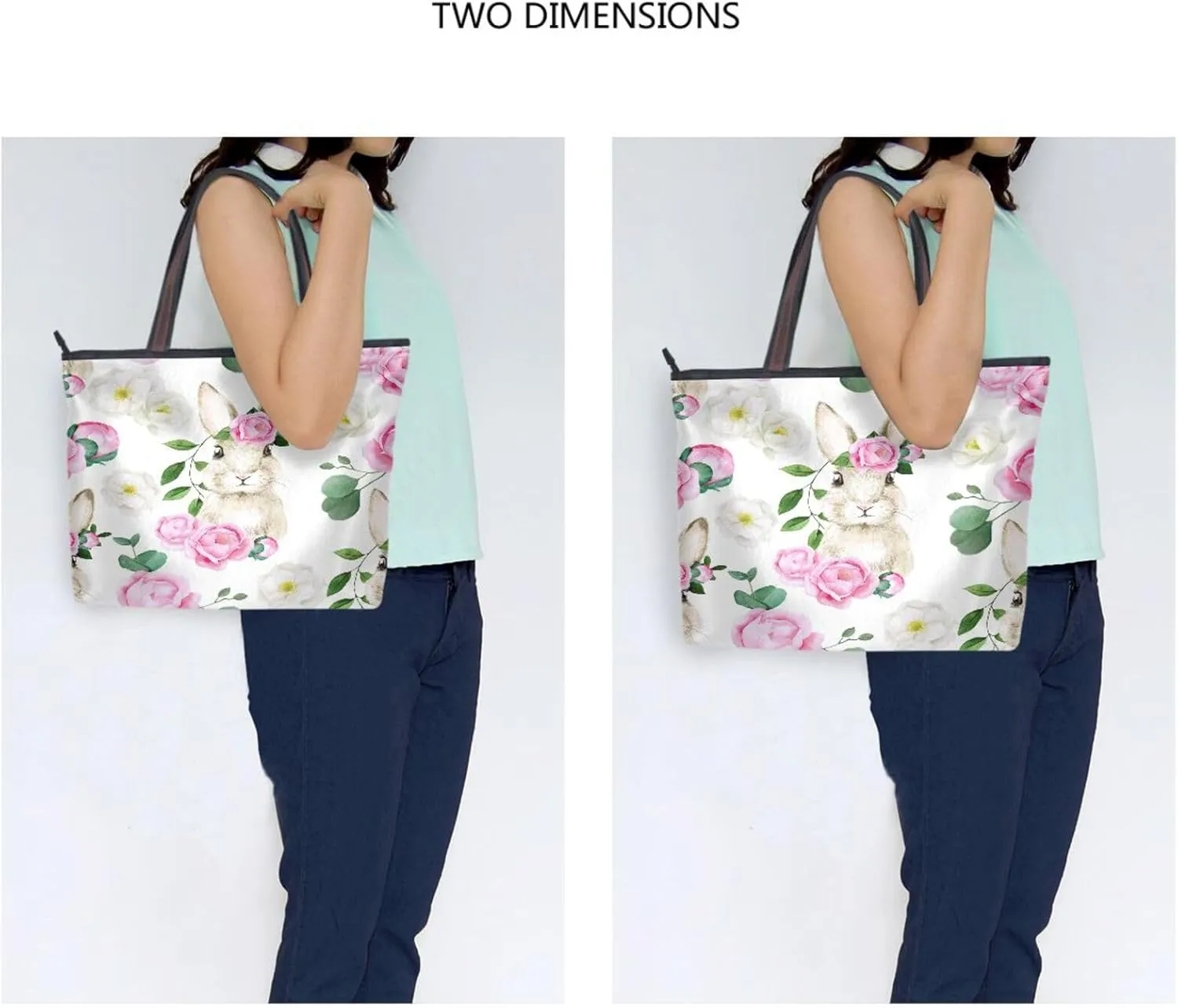 Tote Bag for Women with Zipper,Polyester Tote Purse Holiday Tote Bag Work Handbag Women Gift