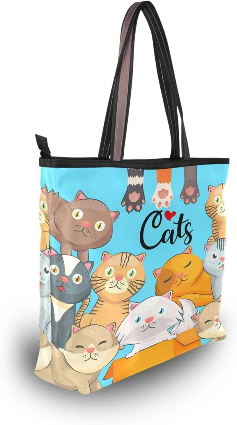 Tote Bag for Women with Zipper,Polyester Tote Purse Holiday Tote Bag Work Handbag Women Gift