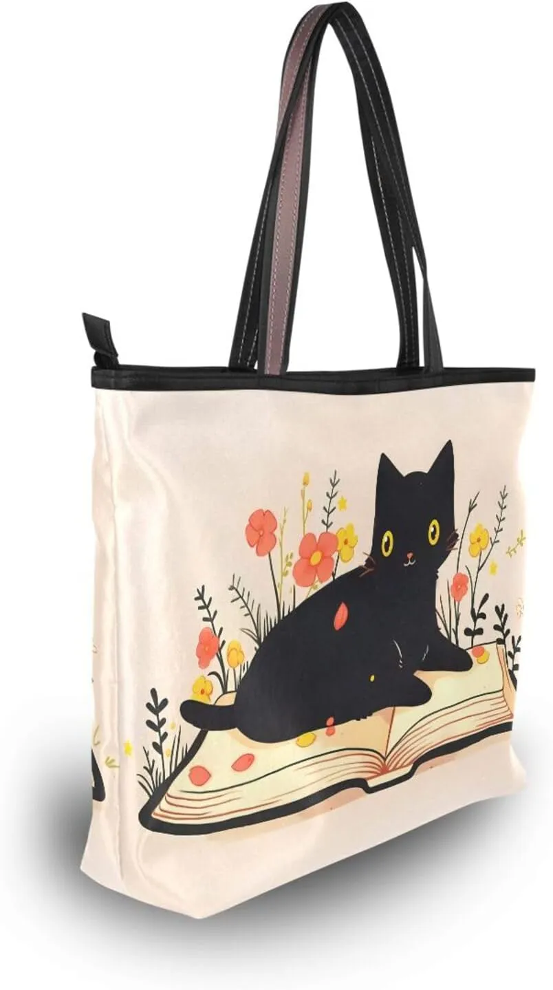 Tote Bag for Women with Zipper,Polyester Tote Purse Holiday Tote Bag Work Handbag Women Gift