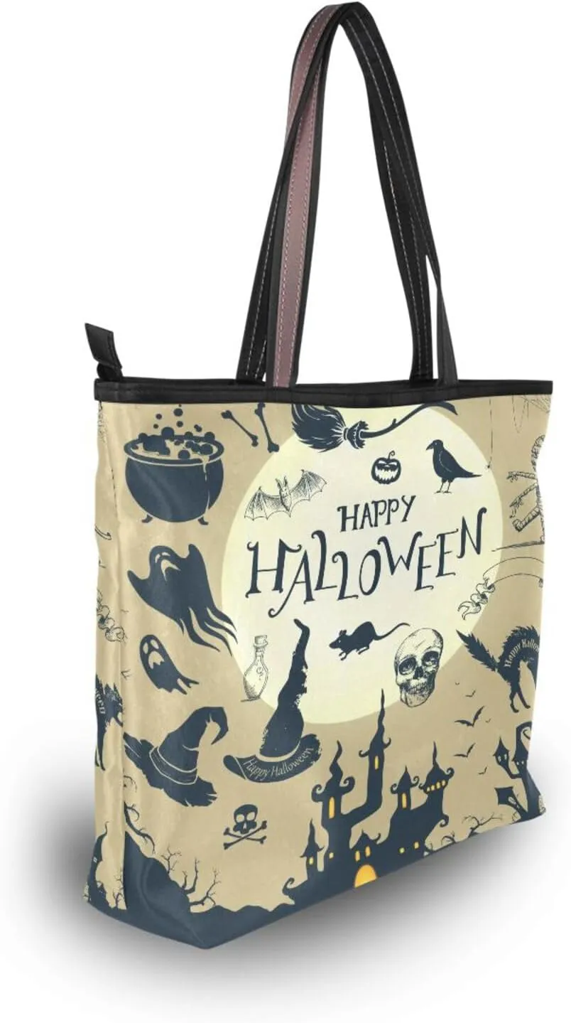 Tote Bag for Women with Zipper,Polyester Tote Purse Holiday Tote Bag Work Handbag Women Gift