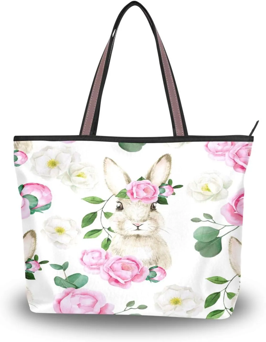 Tote Bag for Women with Zipper,Polyester Tote Purse Holiday Tote Bag Work Handbag Women Gift