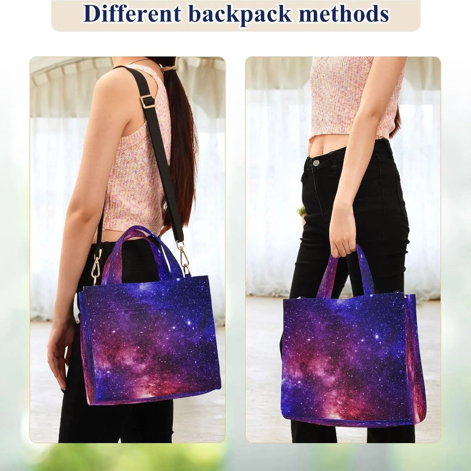 Tote Bag for Women with Zipper,Polyester Tote Purse Holiday Tote Bag Work Handbag Women Gift