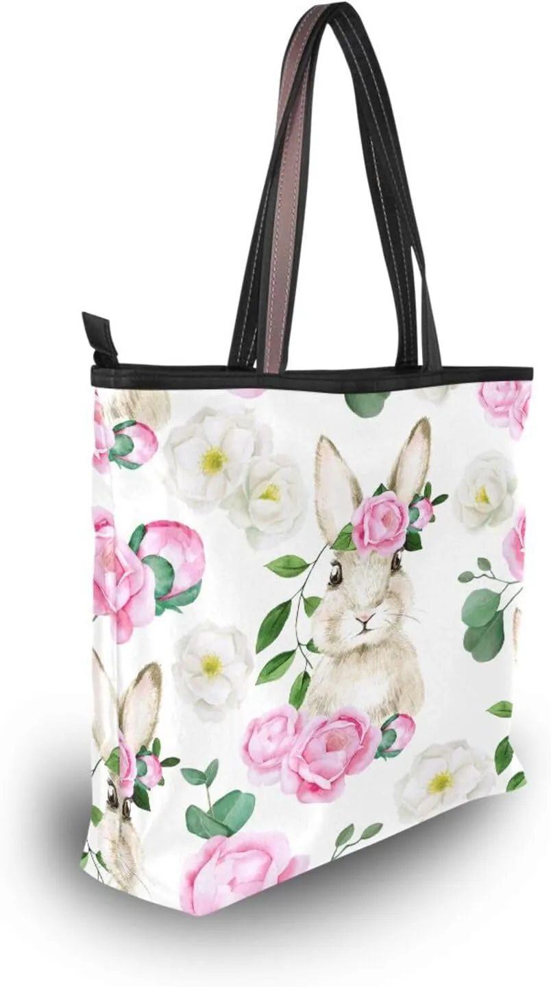 Tote Bag for Women with Zipper,Polyester Tote Purse Holiday Tote Bag Work Handbag Women Gift
